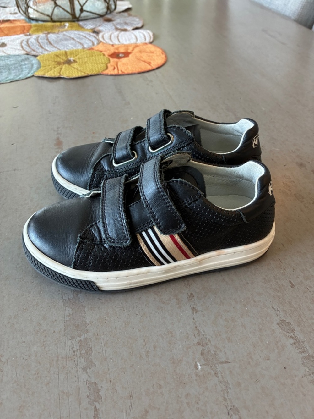 Naturino Black Kids Sneakers with Red White and Blue Stripe Accent